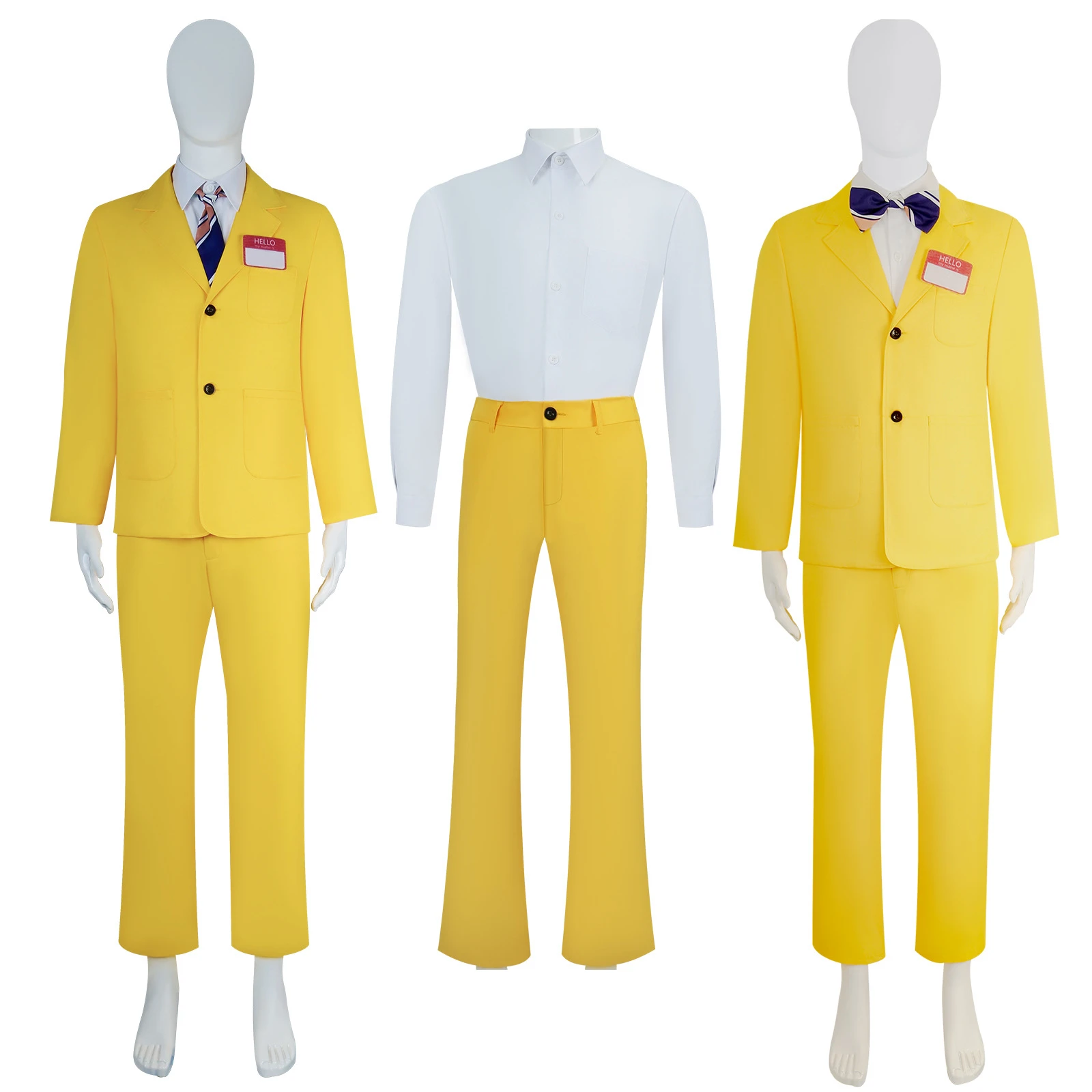 Mens Juice Bob Cosplay Costume Yellow Uniform Coat Top Pants Outfits for Adult Horror Movie Halloween Carnival Party Suit