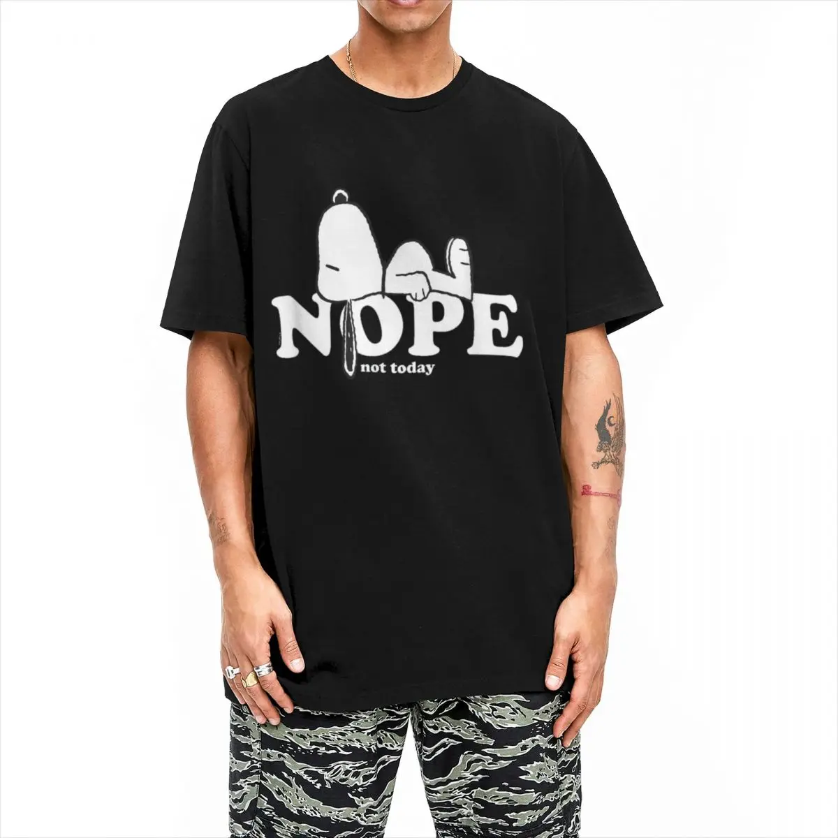 Peanuts Snoopy Nope T-Shirts Men Women Vintage Cotton Tee Shirt Round Collar Short Sleeve T Shirt New Arrival Clothes