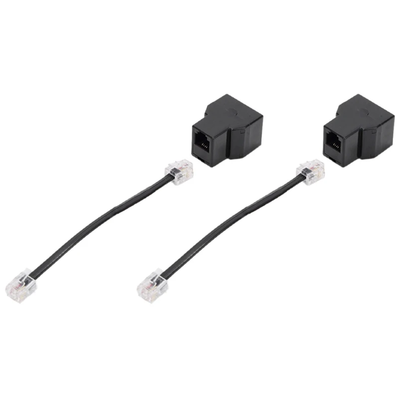Best 2PCS RJ11 Telephone Cable Splitter 15cm Cable 6P4C 2 Ports Telephone Cable Splitter Adapter