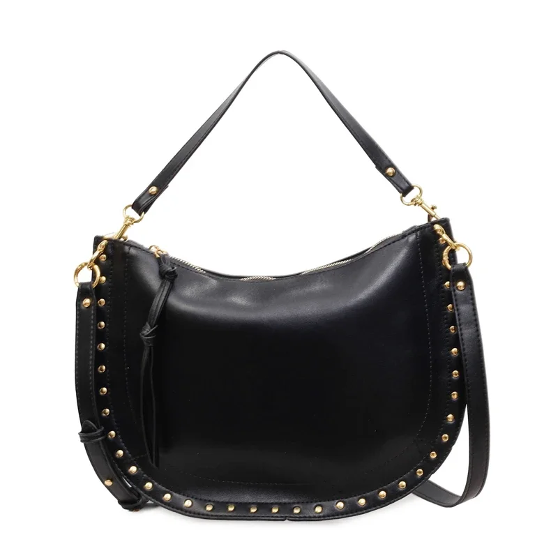 Fashion Solid PU Saddle Youth Shoulder Bags High Quality Sweet Retro Crossbody Bags Hot Trendy Stylish Design Handbags for Women