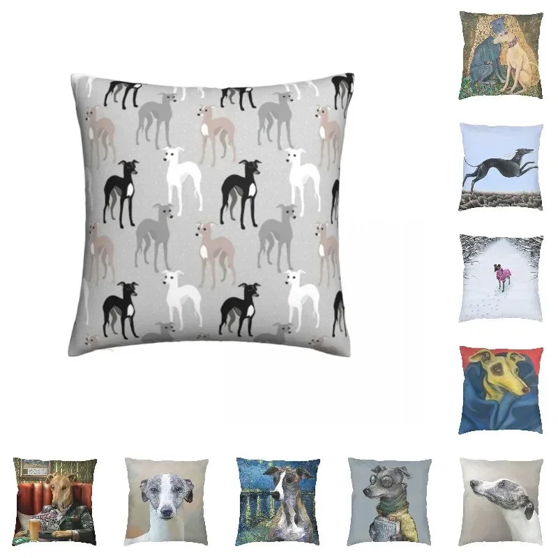 Funda de cojín de poliéster para el hogar, cubierta de almohada de galgos, decoración de perro Sloughi Azawakh, 45x45cm, envío directo