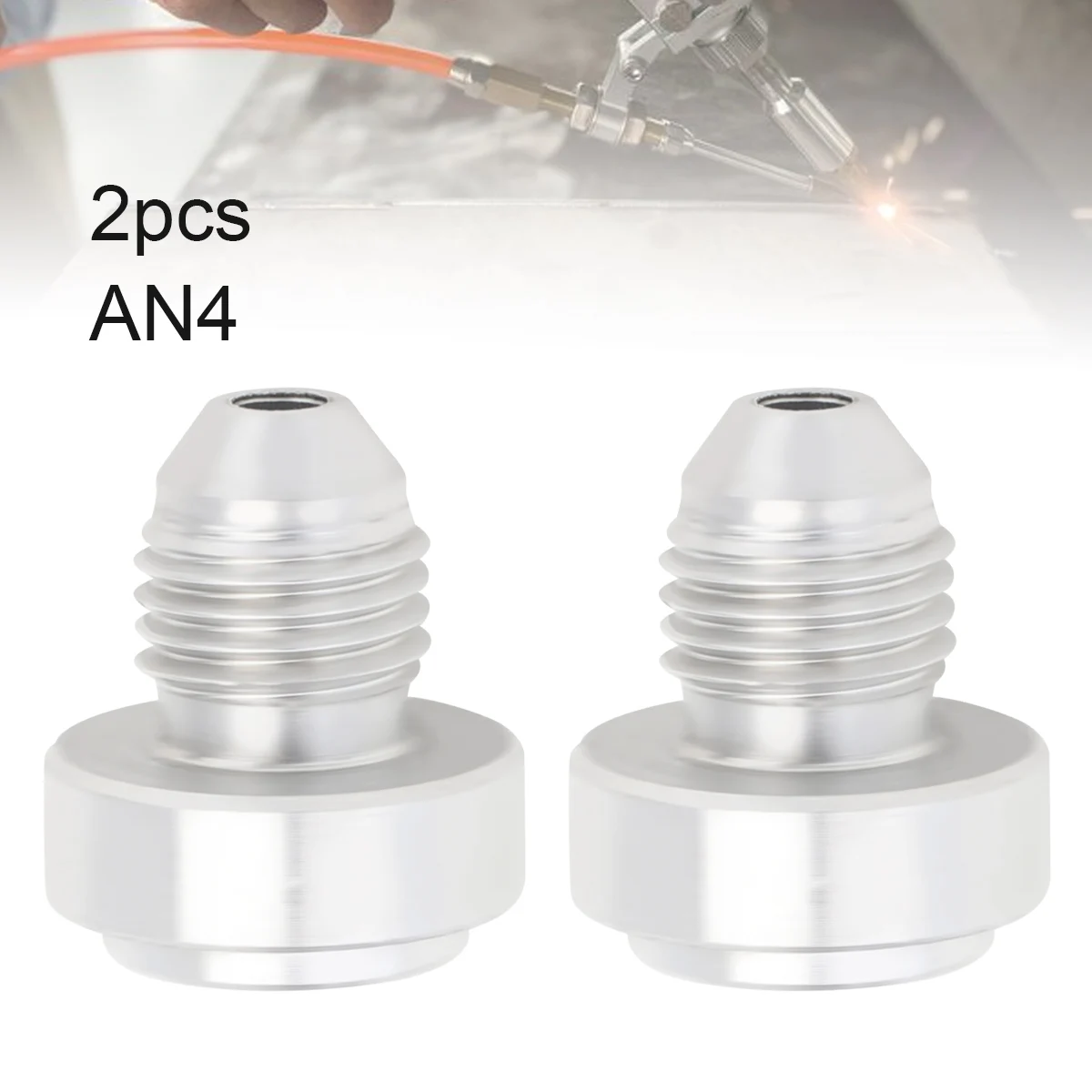 2pcs Aluminum Alloy 4AN Male Weld on Bung Fitting 4AN Male Flare Weldable Fuel Tank Fitting Adapter Connector