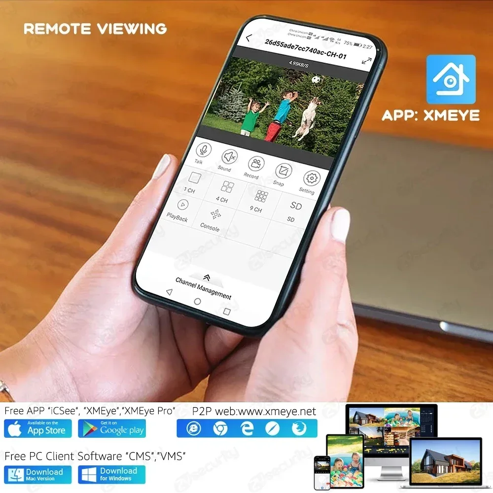 4K Security Camera System 4pcs Wired 8MP PoE IP Cameras Set Outdoor Auto Tracking Human Vehicle Detection PoE NVR KIT XMEye APP