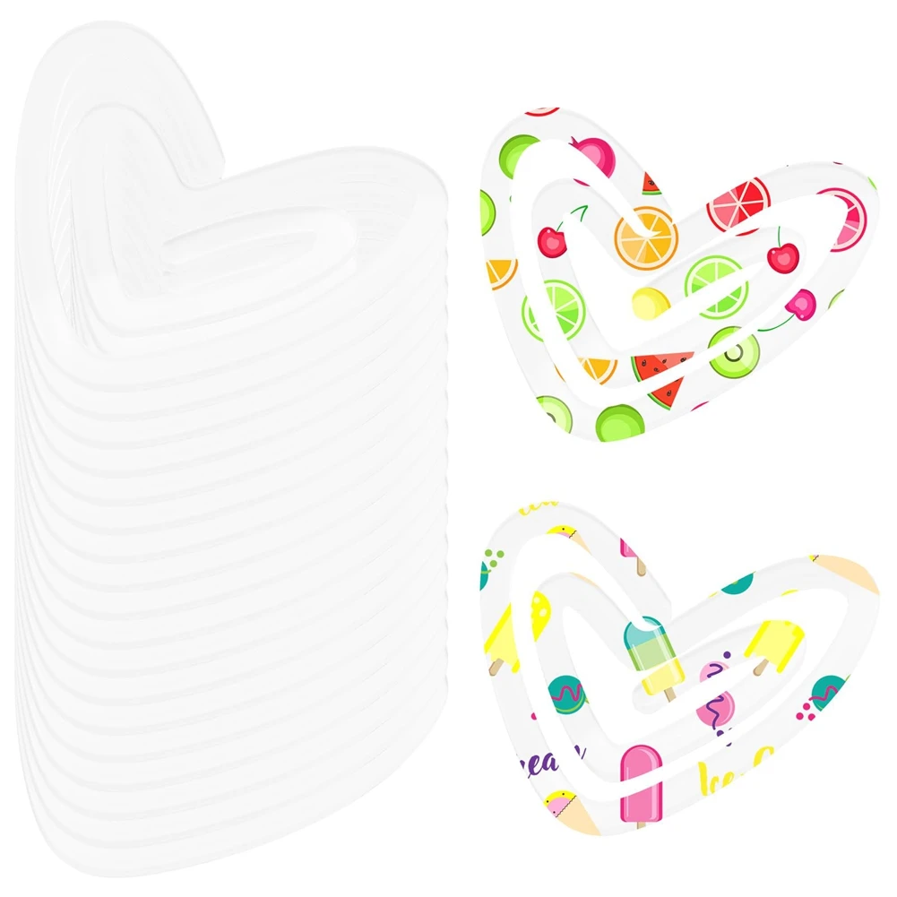 20 Pack Acrylic Heart Blank Sublimation Paper Clips, 3.1 X 2.7 Inch, Large Paperclip Crafting Mockups