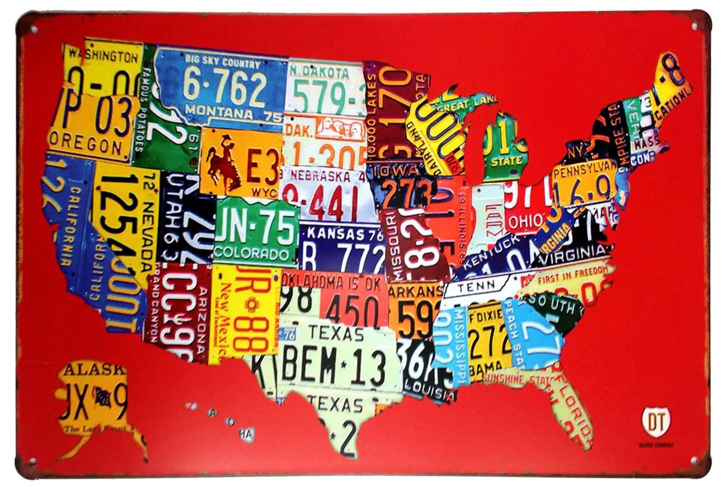 ERLOOD RED Us MAP Route 66 Retro Decor Metal Wall Plaque Vintage Tin Sign 12