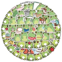 10/50pcs INS Novelty Cartoon Kawaii Cute Frog Stickers PVC Waterproof Skateboard Notebook Sticker Decals for Kids Toys Gift