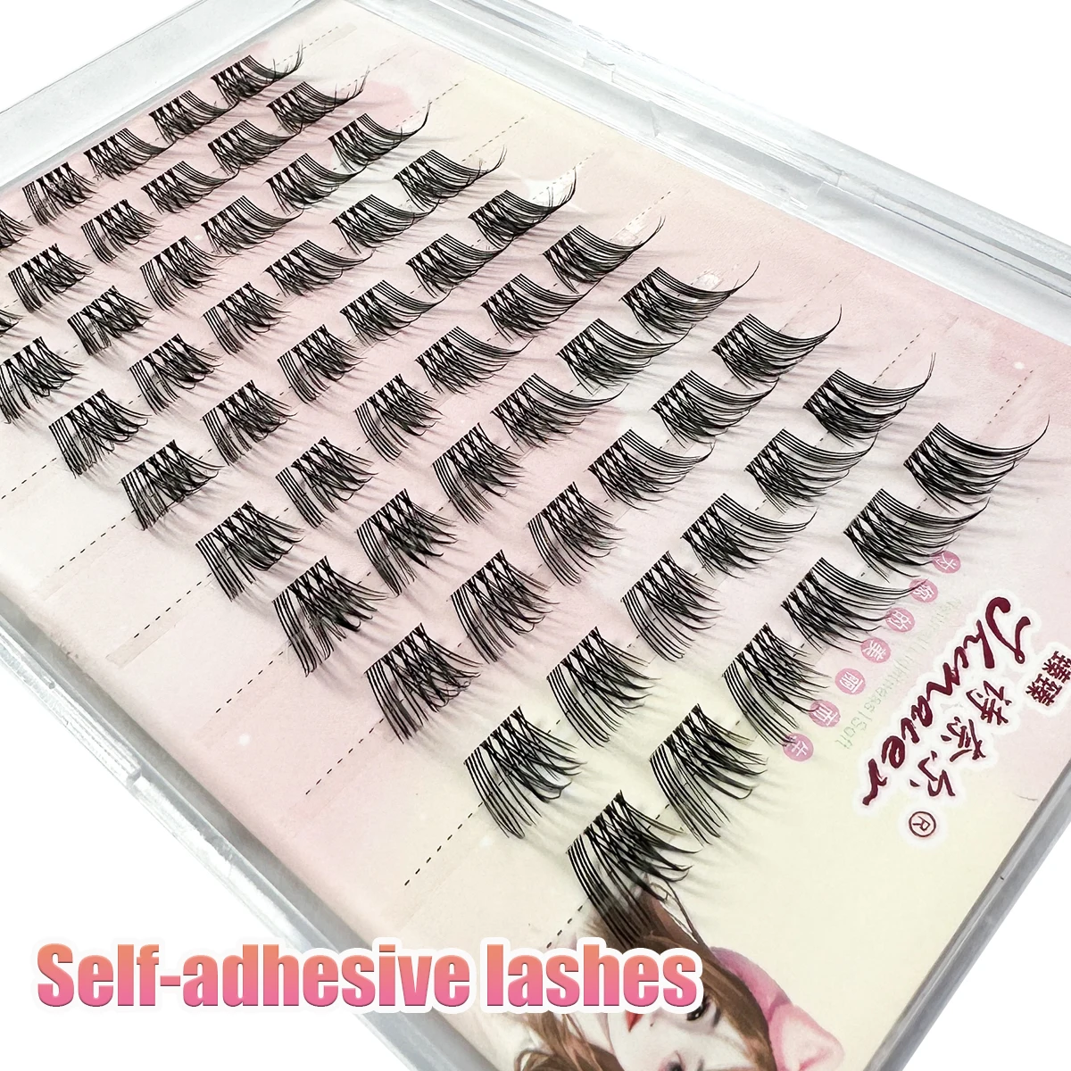 DIY 60-Cluster-selbstklebende Wimpern, natürliche lange gefälschte Wimpernverlängerung, kein Kleber erforderlich, einzelne Wimpern, Make-up-Tools, Cils