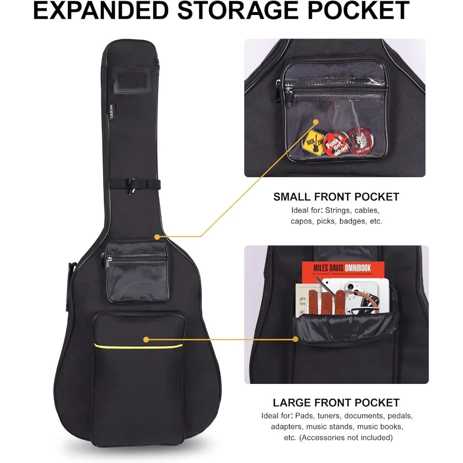 40 41 42 بوصة حقيبة الغيتار الصوتية أكسفورد النسيج مع 0.35 الحشو السميك مقاومة للماء حقيبة الحفلة 3 جيوب تخزين مقبض جانبي B