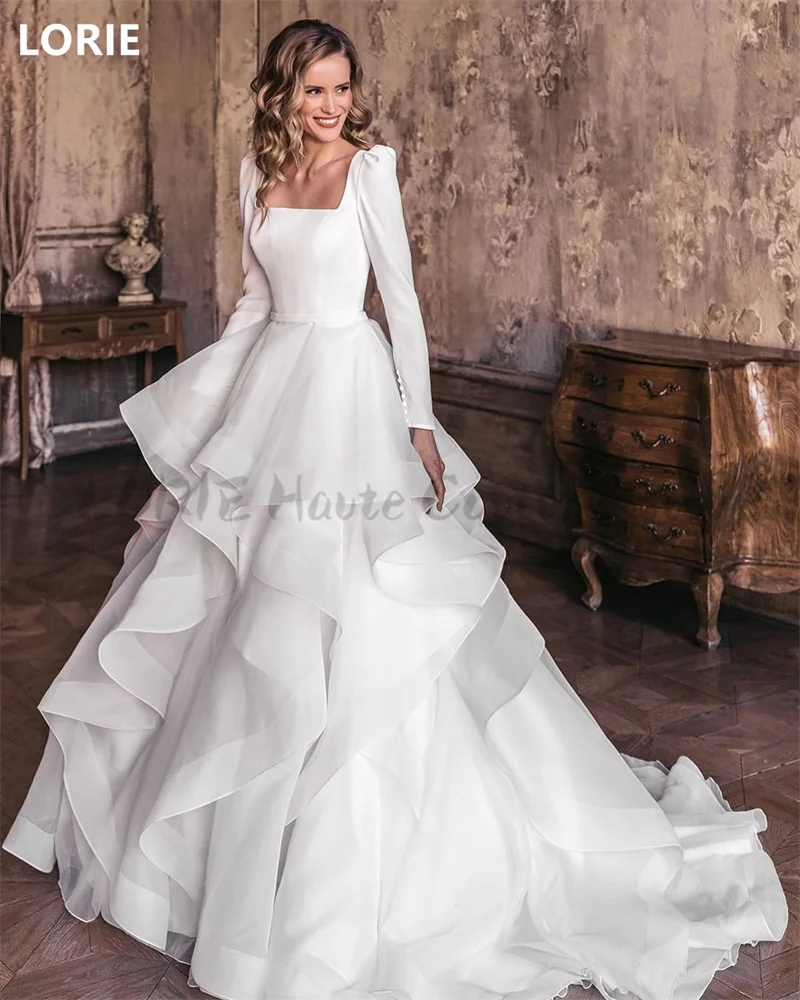 LORIE A-Line Long Sleeves Wedding Dresses 2piece Fragrant Feeling Vestidos de novia Princess  Bride Gown Customized