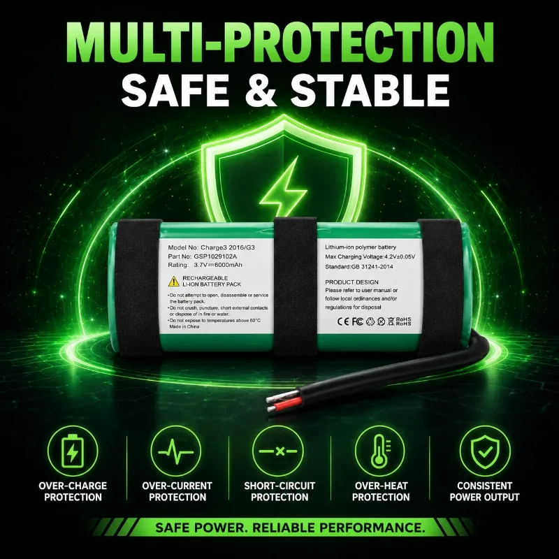 6000MAH Is Suitable for JBL Charge3 Lithium Battery GSP1029102A Charge3 2016 Battery 320SL Left Positive Charging Battery