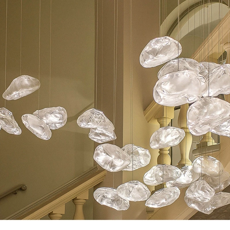 Modern Cloud Design Smoky Grey Glass Pendant Light Art Pendurado Lâmpada Decorativa Blown Glass Pendant Lights Restaurante Chandelier