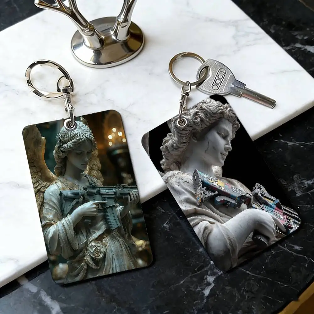 Porte-cartes Sculpture Ange Arme Statue de la Liberté pour Hommes et Femmes, Porte-clés Accessoire Cadeau