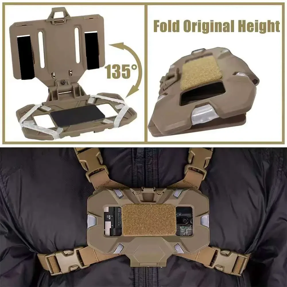 Hunting Vest Accessories Tactical MOLLE Folded Navigation Board Mobile Phones Navigator Holder Vest Chest Bag Admin Panel