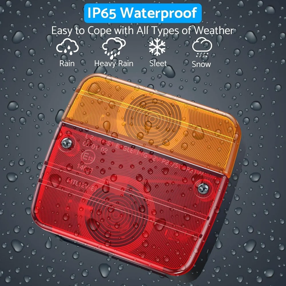 1 مجموعة 2 قطعة 12 فولت 10 متر العالمي الخلفي سحب الذيل ضوء مقطورة EN 7 دبوس الفرامل وقف مصباح رقم الترخيص لوحة عاكس مقاوم للماء #4