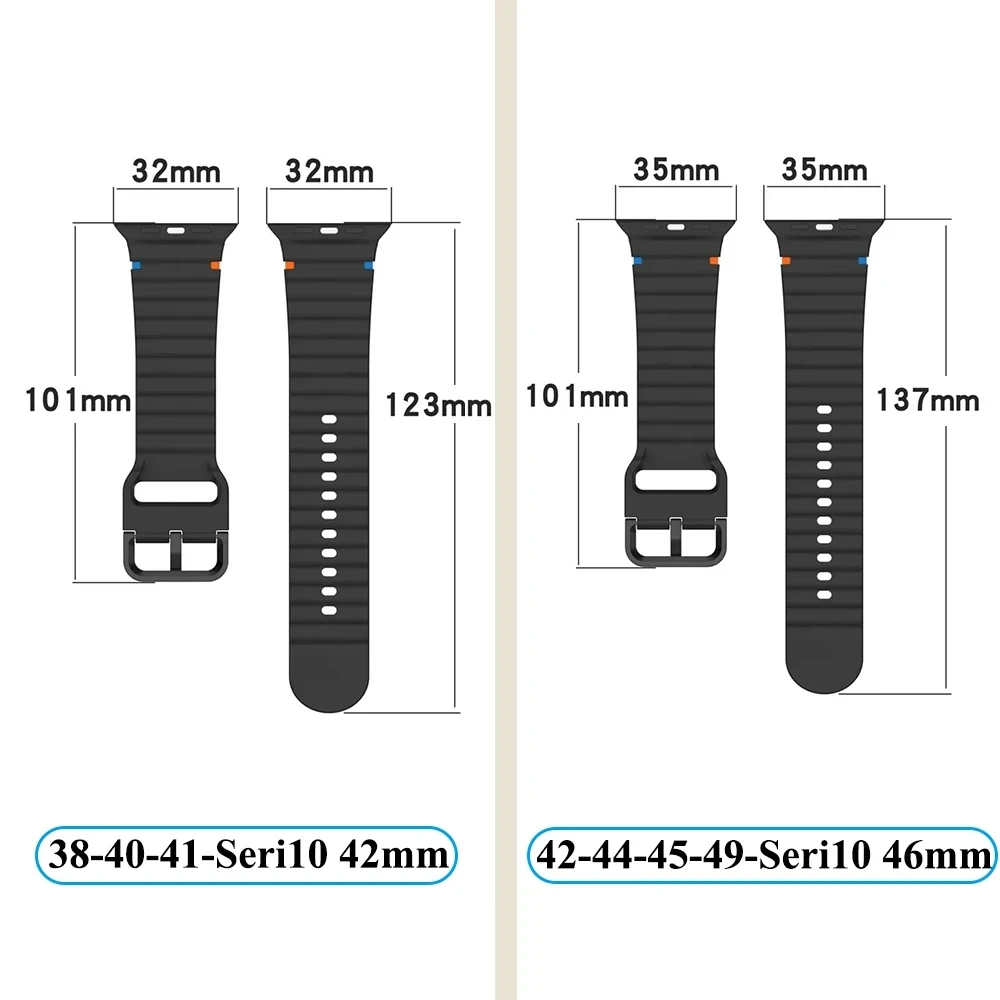 Ocean Band for Apple Watch Ultra 2 Bands 49mm 46mm 45mm 44mm 42mm 41mm 38mm Silicone Strap iWatch Series 9 8 7 6 SE 45mm Correas image 5