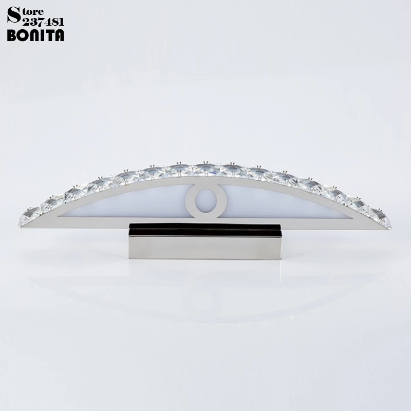 LED Crystal mirror front lamp, Luxury European Stainless Steel Bathroom Vanity Lights with Diamond Cut, Fogproof IP44 wall lamp