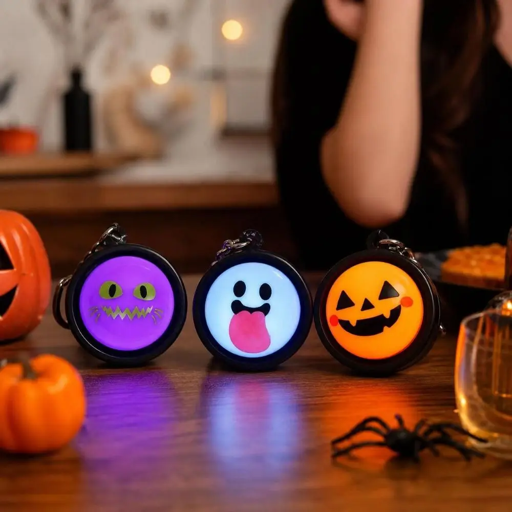3D Printed Halloween Steamer Fidget Keychain Click Sound Removable Lid Pumpkin Sound Light Click Keychain Funny Round
