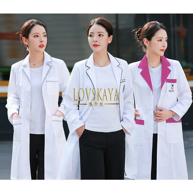 Short sleeved beauty salon skin management work uniform semi permanent white coat long sleeved doctor female nurse uniform