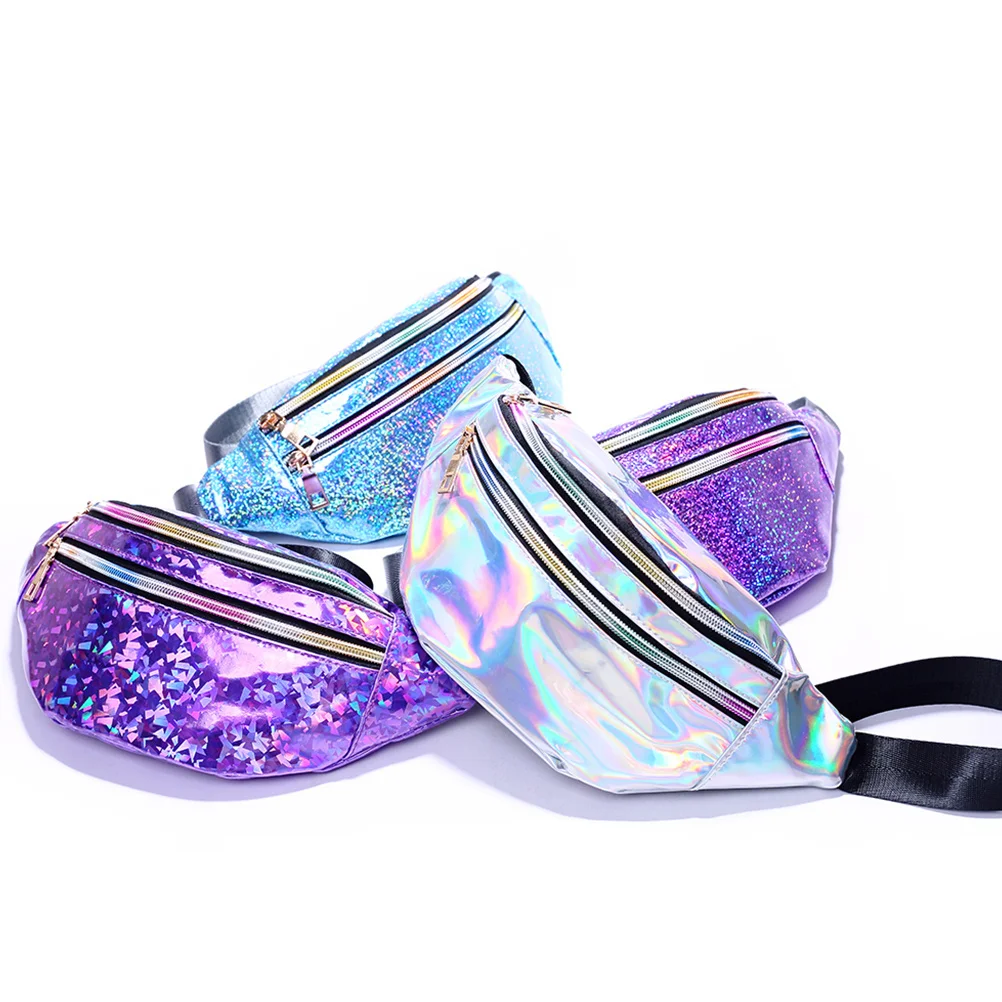 

Mirror Sequin Waist Pouch PU Reflective Fanny Pack for Women Ladies Outdoor Travel Makeup Phone Wallet Keys Id
