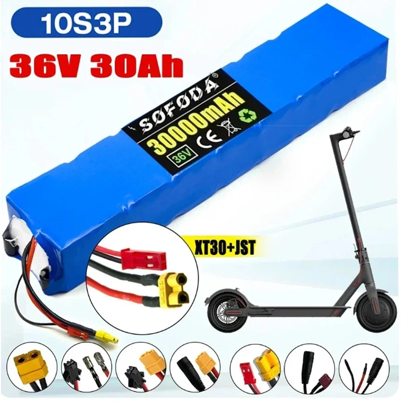 

NEW 36V 30000mAh 10S3P 18650 Rechargeable Lithium Battery Pack for Xiaomi Mijia M365 36V 30Ah Scooter Electric Scooter BMS Board