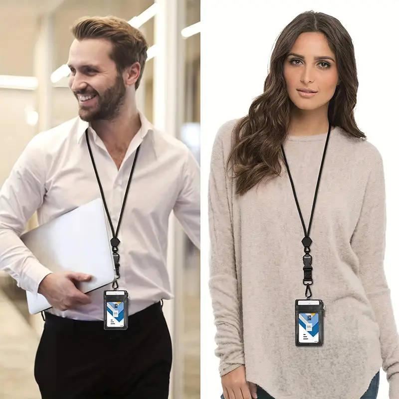 Soporte de carrete de insignia extraíble de alta resistencia, llavero, correa colgante para el cuello, cordón, soporte táctico para Tarjeta De Nombre de identificación para senderismo al aire libre