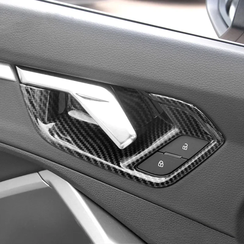 ABS Inner Door Bowl Frame Decoration Cover Trim 4Pcs For Audi Q3 2019 Carbon Fiber Color Car Styling Door Wrist Decals