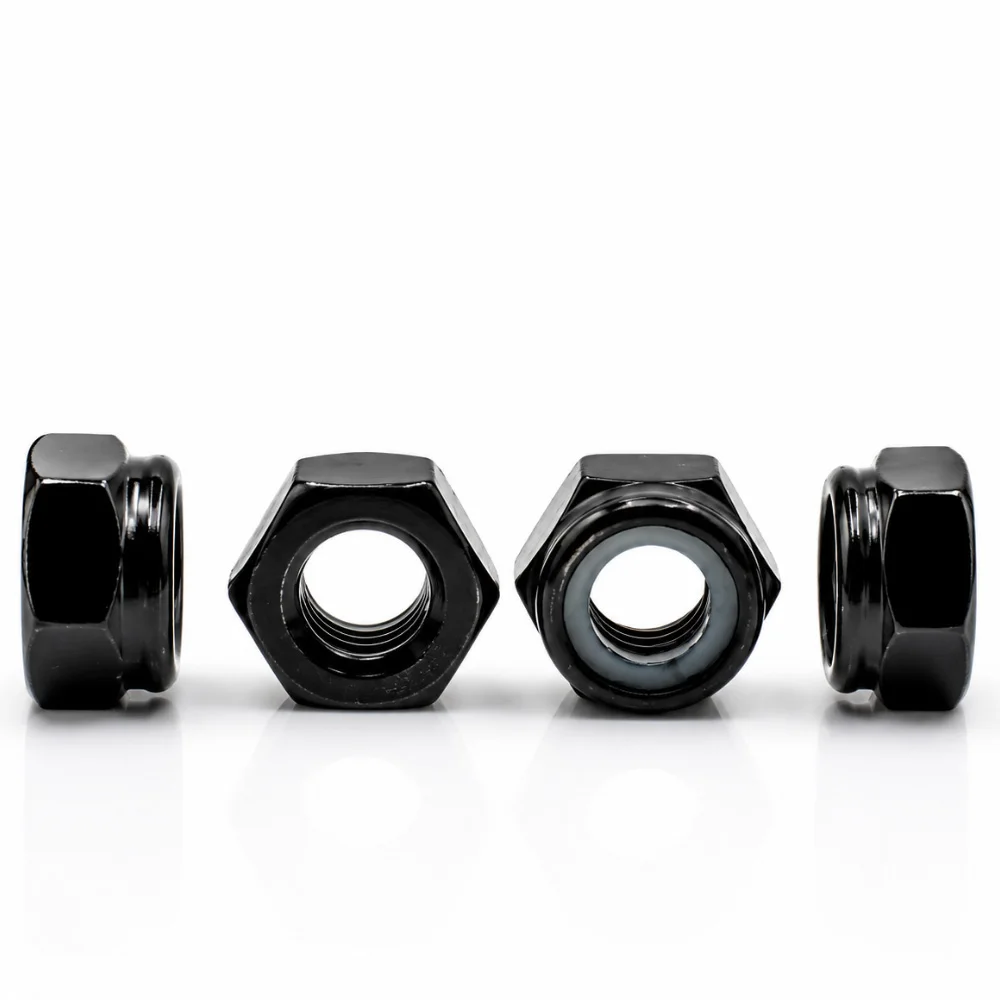 Schwarze 304 Edelstahl Kohlenstoffstahl Schwarz Verzinkte Nylon-Einsatz-Sicherungsmuttern Sechskantmuttern M2-M20 – Detail 6