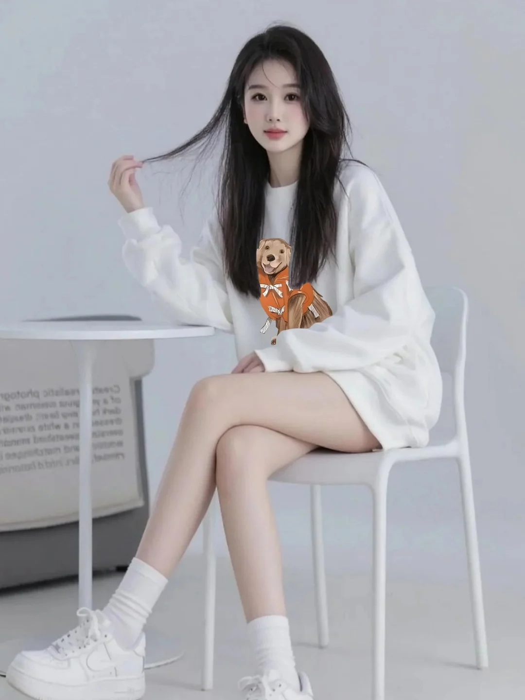 

Новая осенняя женская толстовка в корейском стиле с мультяшным принтом собаки, повседневная, свободного кроя, средней длины, из плотной ткани, модная, универсальная.