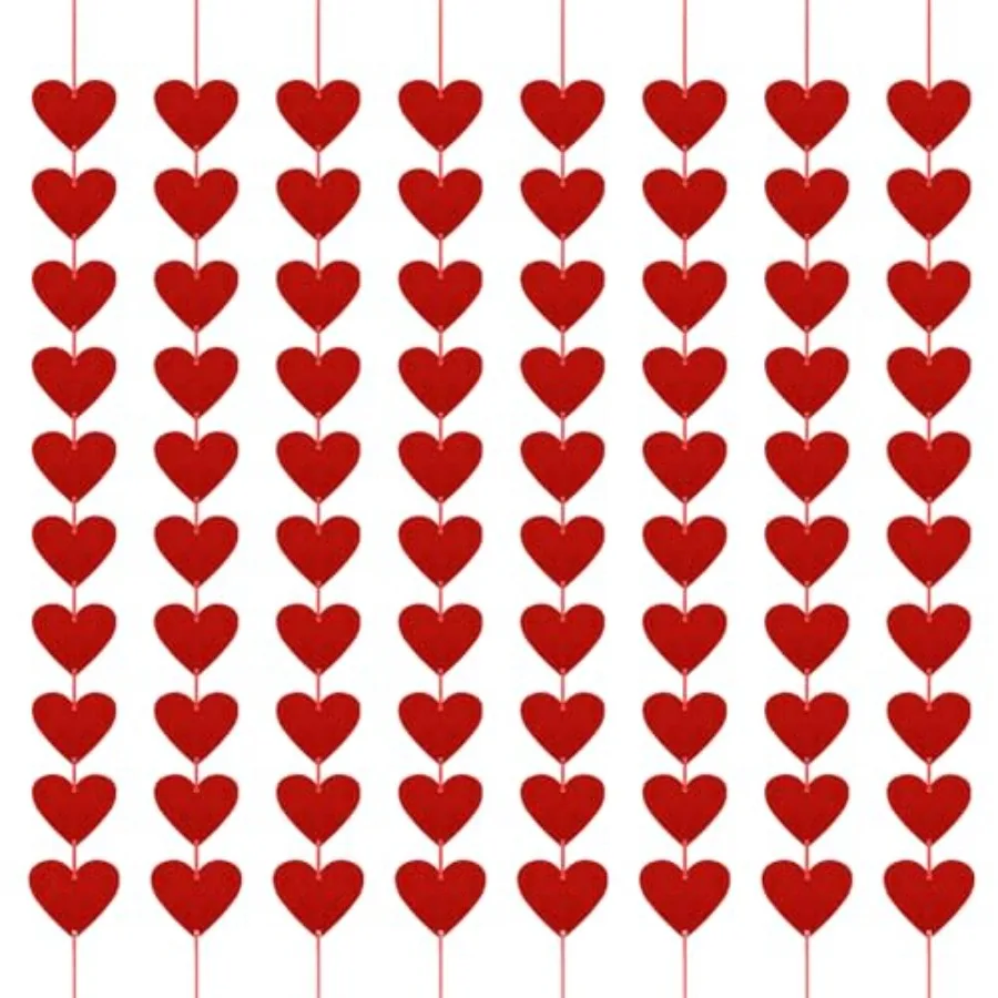

80 шт. красные сердечки, фетровая гирлянда, декор на день Святого Валентина, подвесная веревка без Дня святого Валентина, гирлянда в форме сердца, украшения на день Святого Валентина для дома, свадьбы
