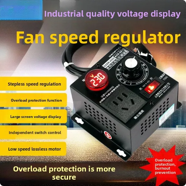 220V Variable Speed Controller for AC Single Phase Motor, Fan/Ceiling Fan Speed Regulator, Adjustable Voltage Dimmer Switch