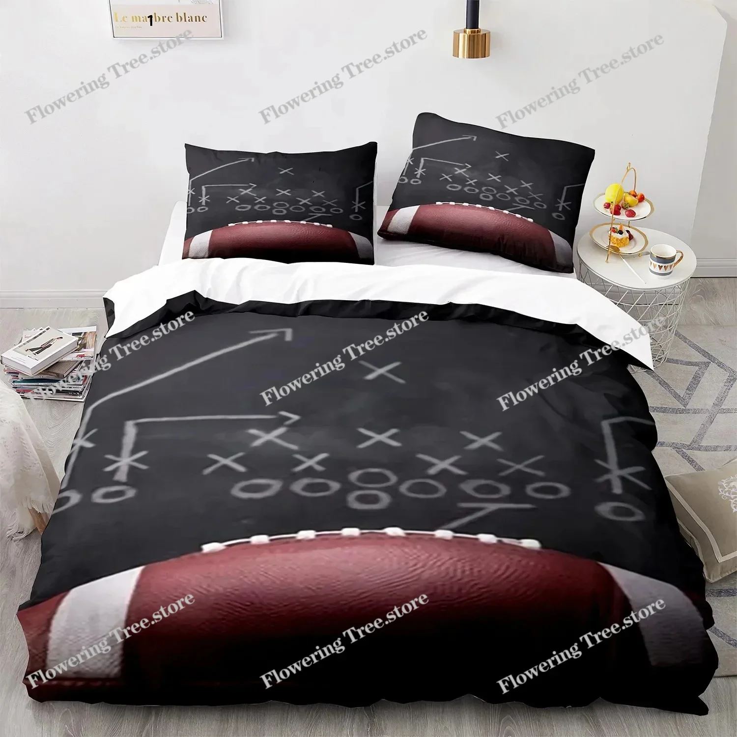 

Football Duvet Cover For Boys Girls Burning Football Microfiber Sports Games Theme Soft King Size Quilt Cover