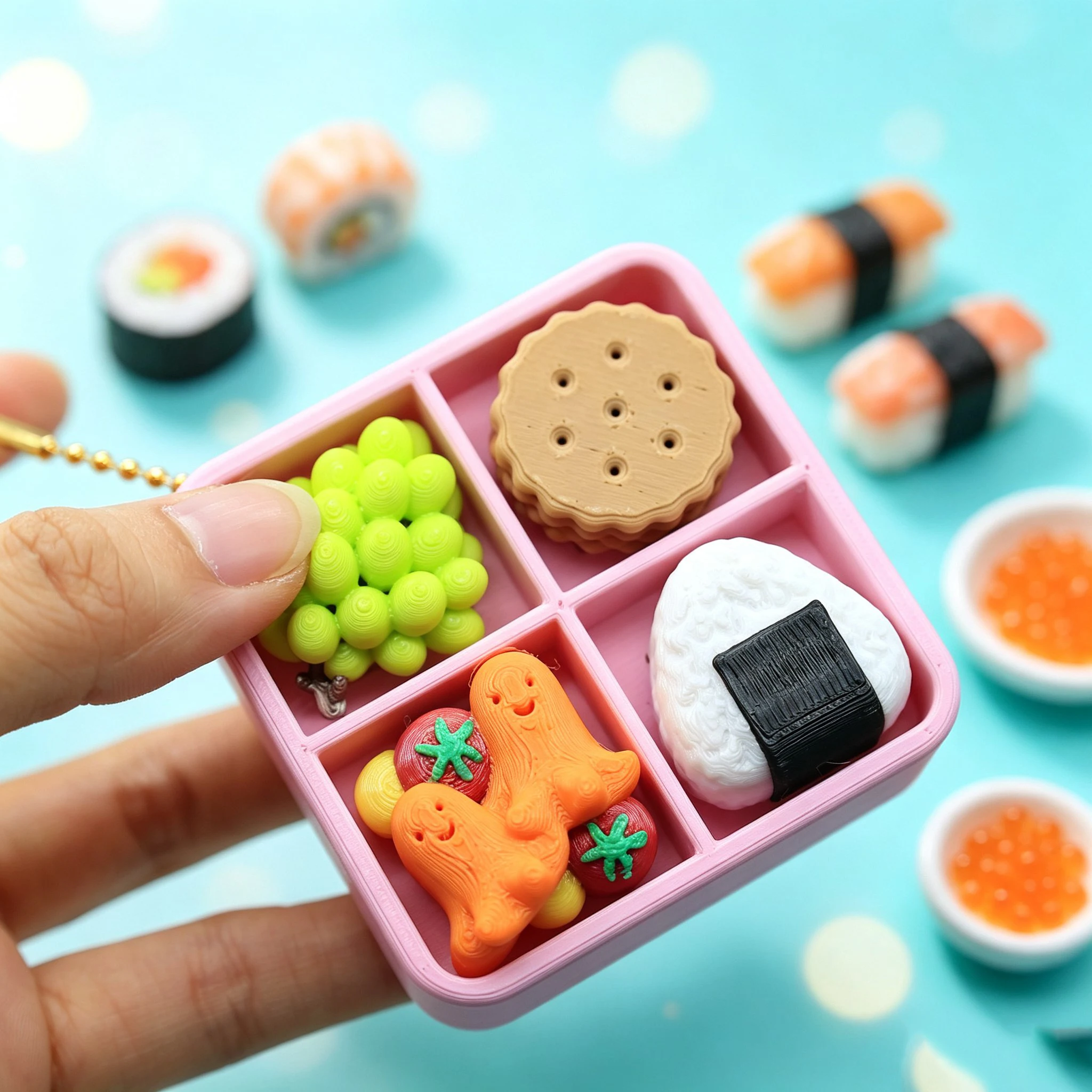 Sushi Bento Keyboard Keychain Japanese-Style Kawaii Creative Fidget Clicker Keyring Anti Stress Backpack Charm Christmas Gift