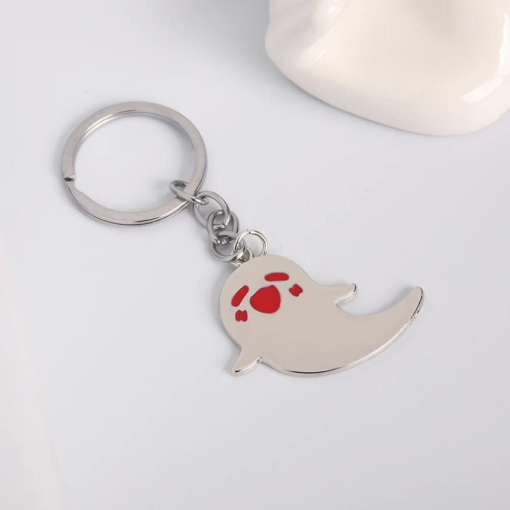 Genshin Impact Hu Tao Cute Ghost Keychain High Quality Metal Key Chain Collar Game Periphery Jewelry Gift For Fans Cosplay