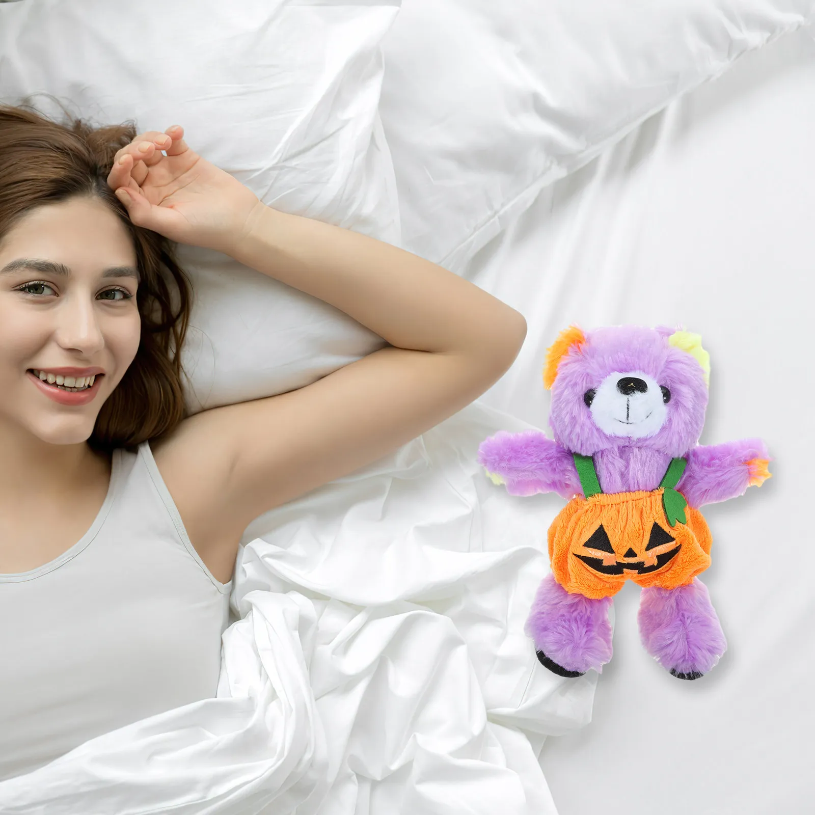 

Halloween Stuffed Bear Cartoon Pumpkin Bear Soft Comfortable Adorable Decor for Party Home Room Festive Atmosphere Decoration
