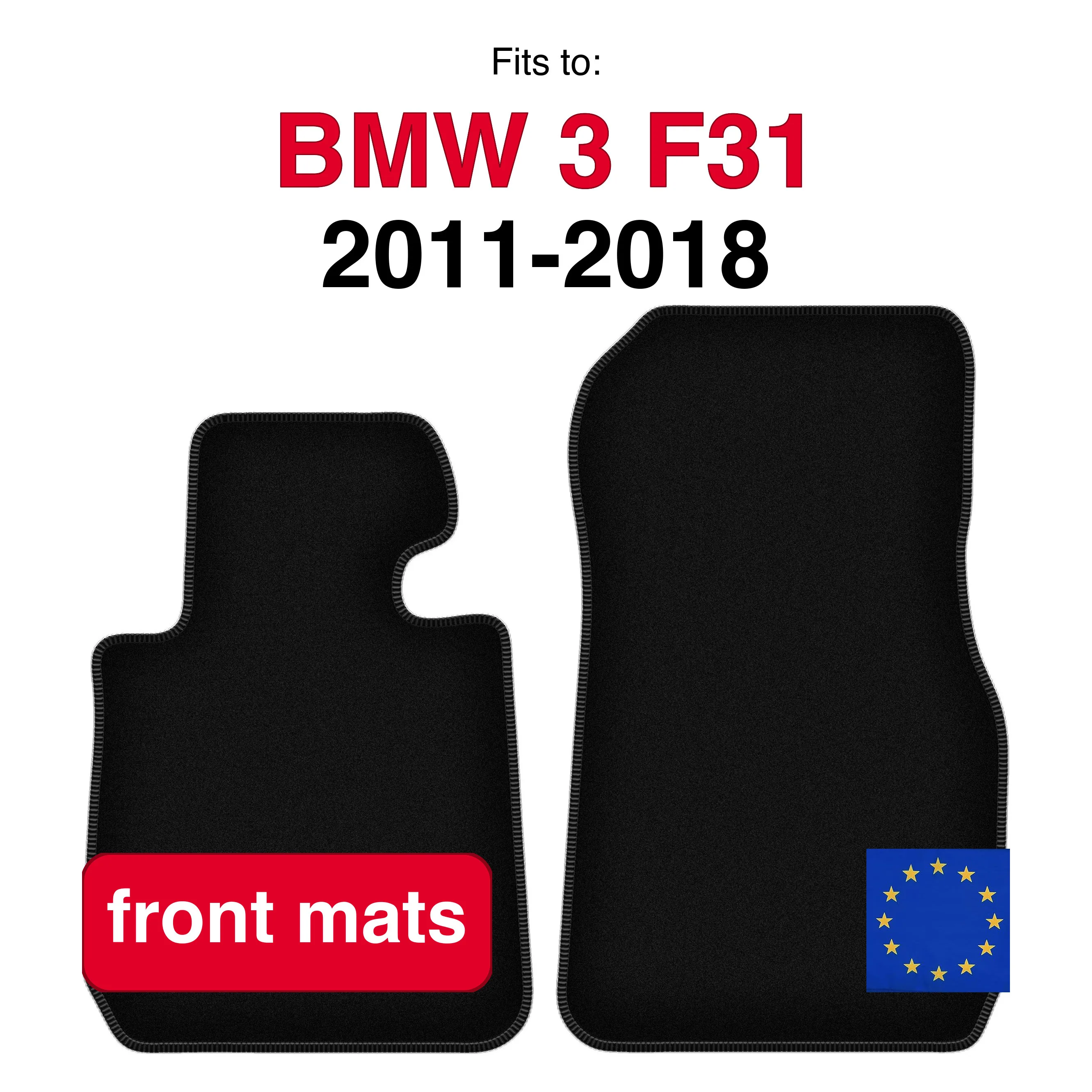 Velours vloerkleden voor BMW 3 F31 estate, Touring (2011-2018) -Zwart (2 stuks)