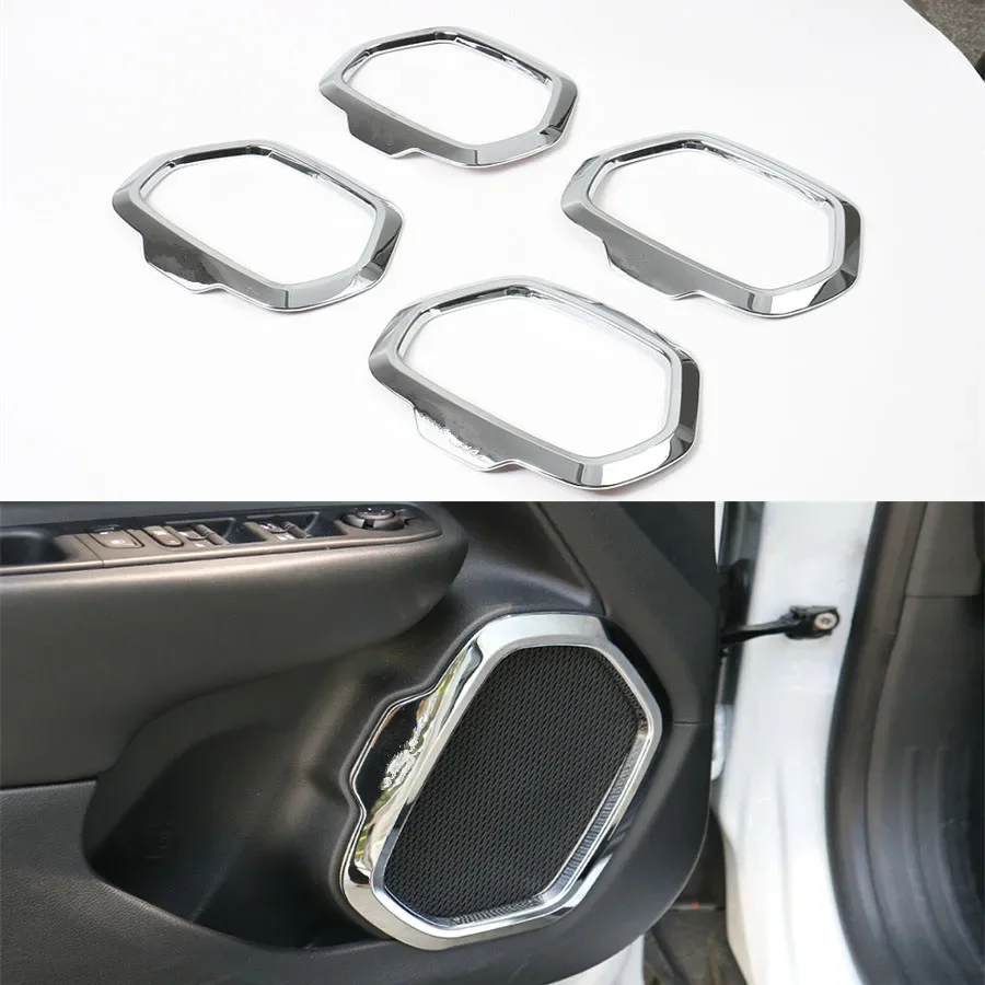 

Interior Auto Car Styling Inner Door Speaker Decor Frame Ring Cover Trim Stickers 4Pcs ABS For Jeep Renegade 2015 2016