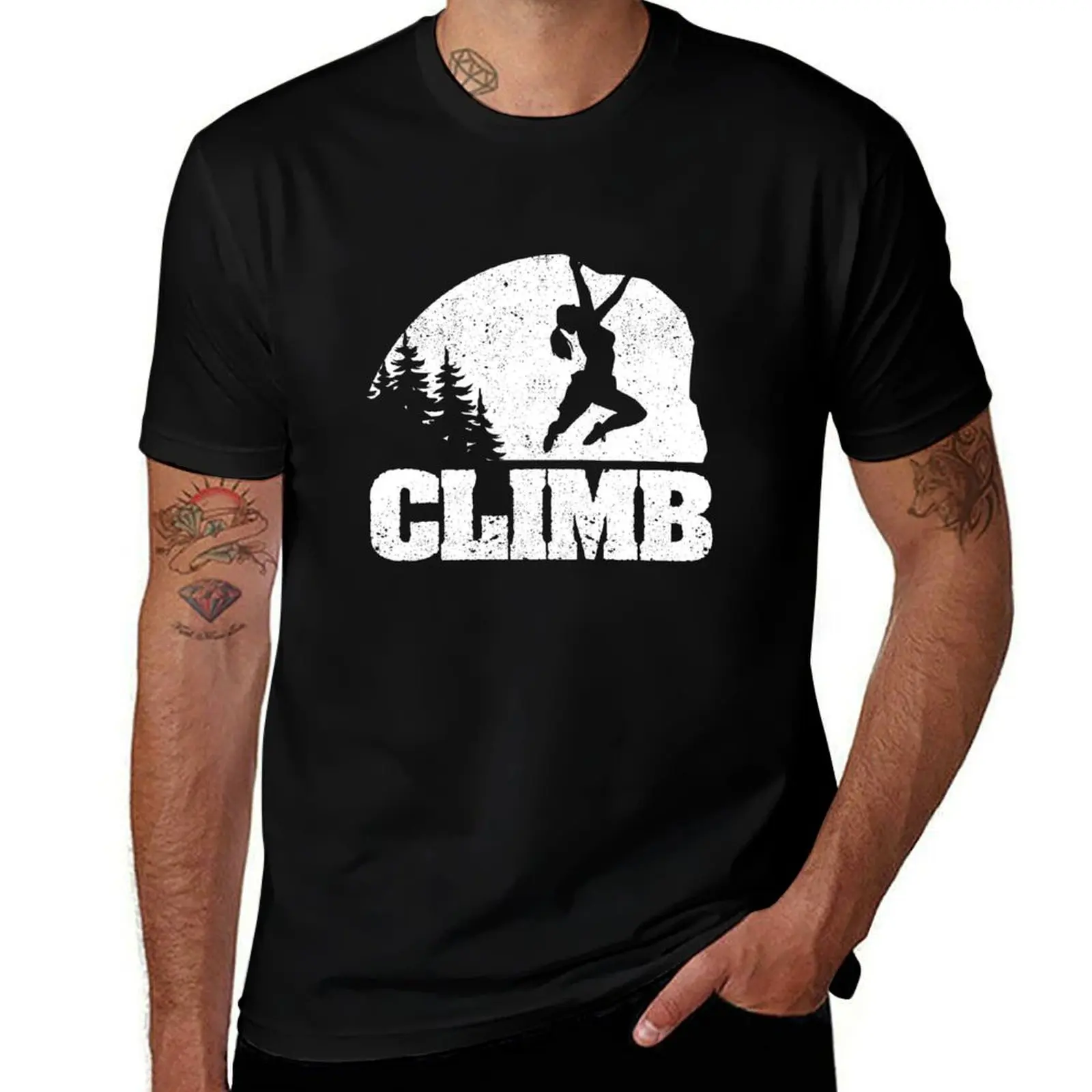 

Climbing Distressed Look Climbing Rock Climber T-Shirt affliction shirts anime stuff vintage graphic tee funny t shirts men