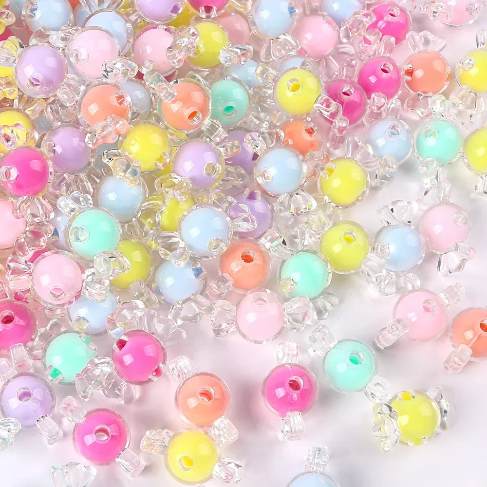 20pcs Clear Acrylic Candy Beads, bead in bead Loose Beads DIY Jewelry Accessories Handwoven Bracelet Beading Materials