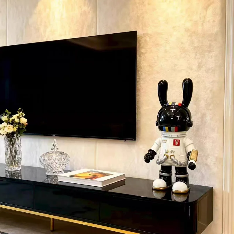 Modern Home Decor Space Rabbit Sculpture Large Piggy Bank Living Room Floor Ornaments Painted Resin Crafts Animal Figurine Model