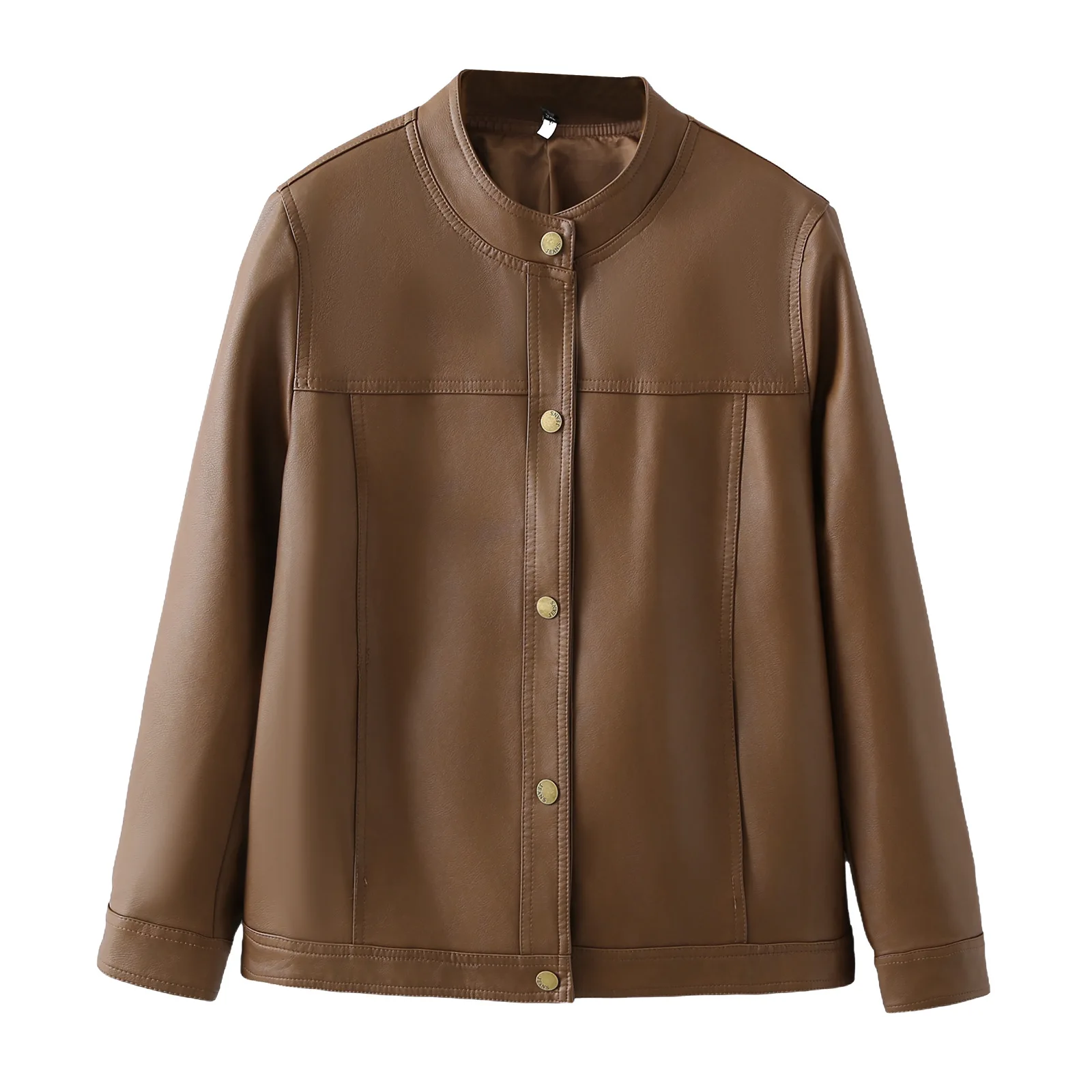 

Модная женская байкерская куртка больших размеров, новая ретро осень 2025 года, короткая мотоциклетная кожаная верхняя одежда 2513