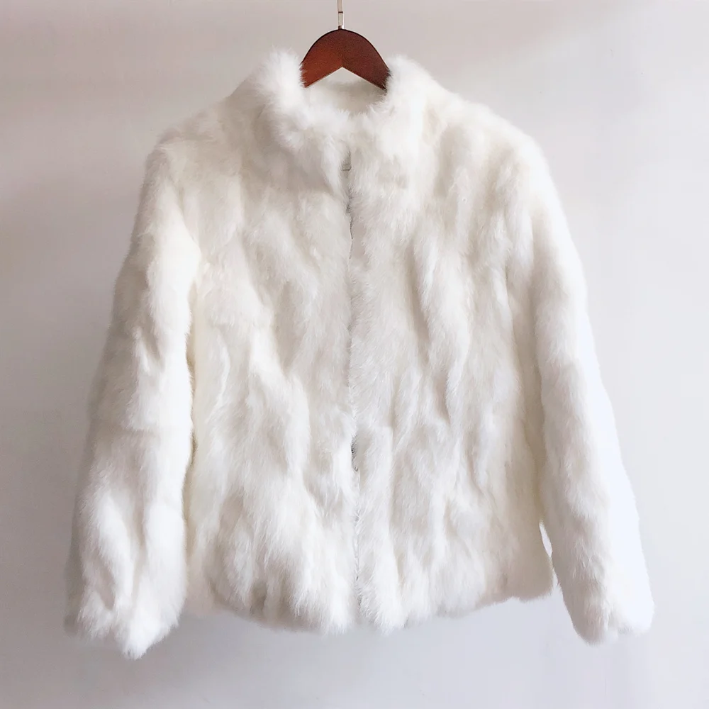 QUEENTINA Real Rabbit Fur Coat Woman Luxury Fashion Leather Autumn Winter Jacket Whole Skin 2023 For Female Natural Feather