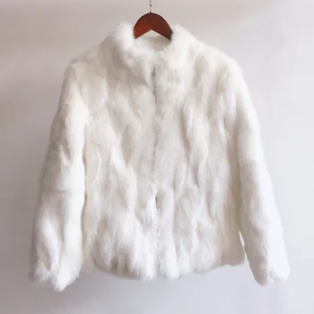 QUEENTINA Real Rabbit Fur Coat Woman Luxury Fashion Leather ...