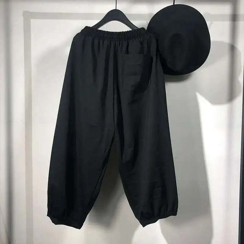 Men's New Pants High Skirt Cross Owen Casual Wear Dark Street Ankle Seak Length Men Japanese Sweatpants Spring Harem Black Pants
