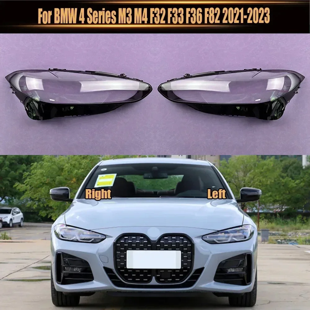 

For BMW 4 Series M3 M4 F32 F33 F36 F82 2021-2023 Headlight Cover Headlamp Shell Transparent Lampshade Lens Plexiglass