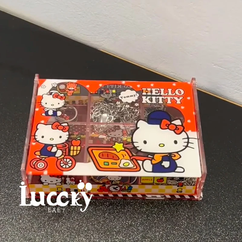 أنيمي مرحبا كيتي لتقوم بها بنفسك صندوق تخزين أكريليك Kawaii سطح المكتب مستحضرات التجميل مجوهرات غطاء الوجه صندوق تخزين لطيف الرف هدية عيد #3