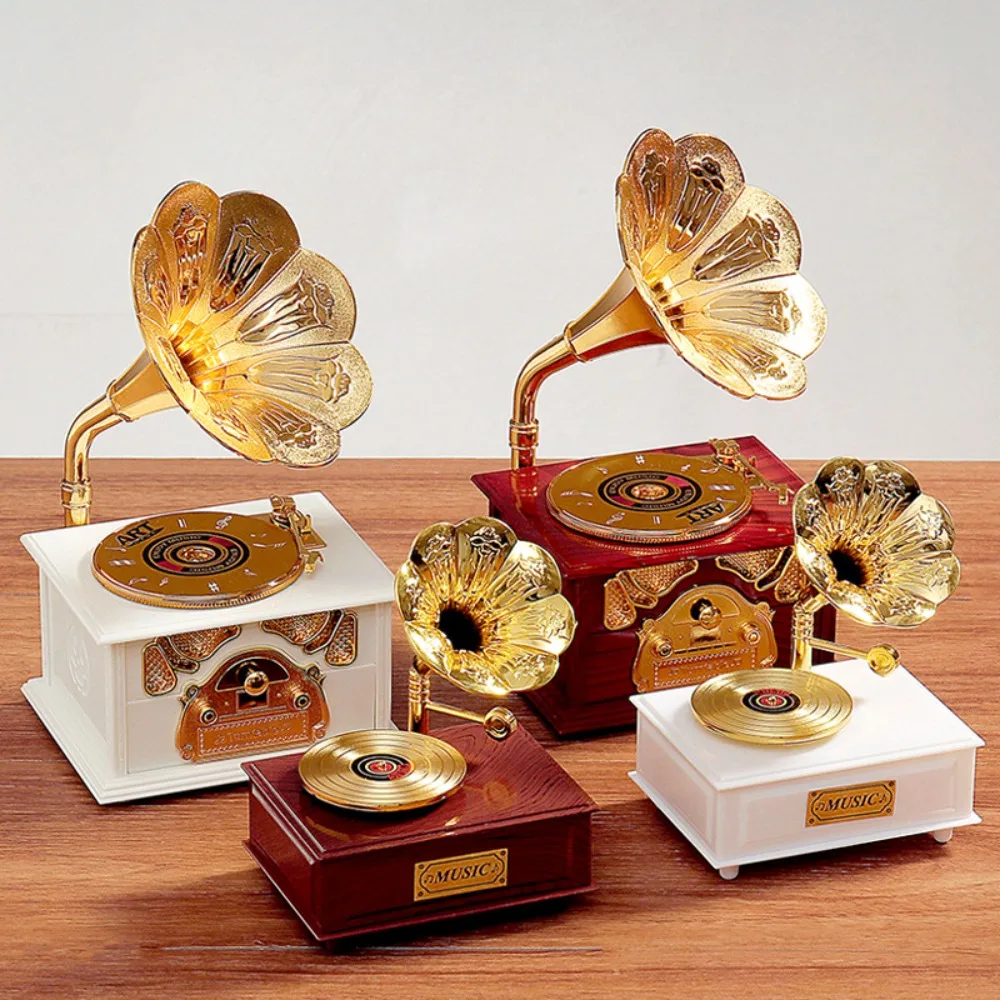 European-style Gramophone Model Music Box Phonograph Shape Office Decoration Classical Phonograph Drawer Music Box