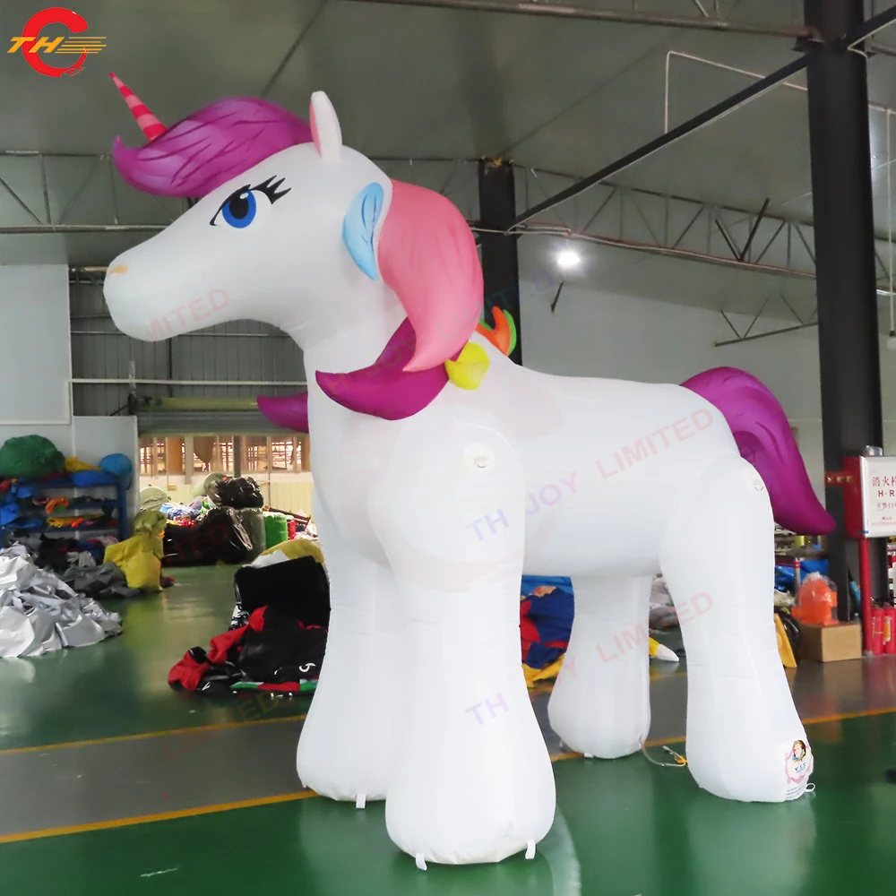 Réplica inflável do cavalo dos desenhos animados para anunciar a decoração, animal do unicórnio, transporte livre da porta, 3mH