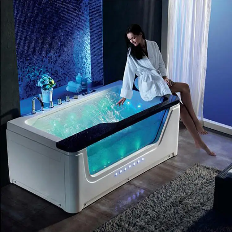 1 Person Acrylic Massage Bathtub with Drainer for Bathroom Use Modern Design Air Massage Function