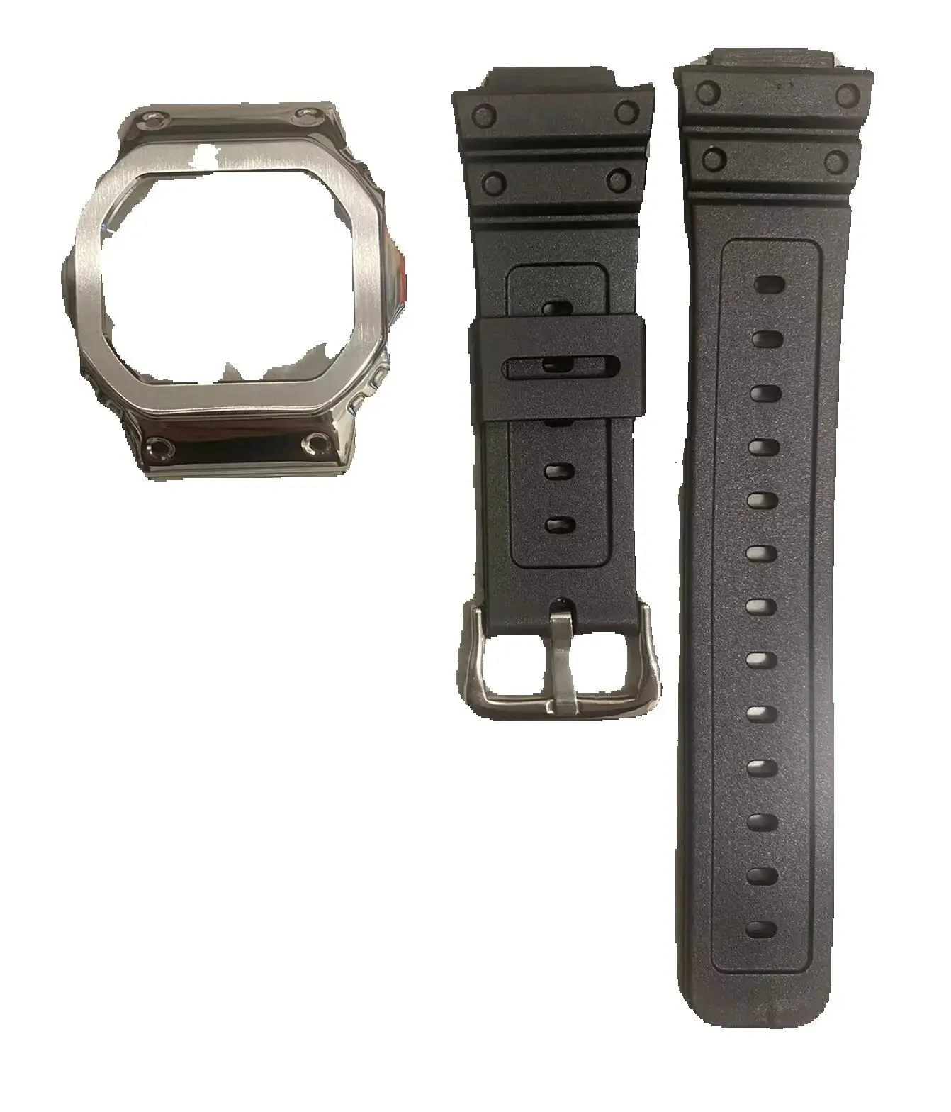 حافظة إطار من الفولاذ المقاوم للصدأ + حزام سيليكون حافظة واقية للمربع الصغير DW-5600E DW-5600BB DW-5600 GW-M5610 GWX-5600 GLX-5600