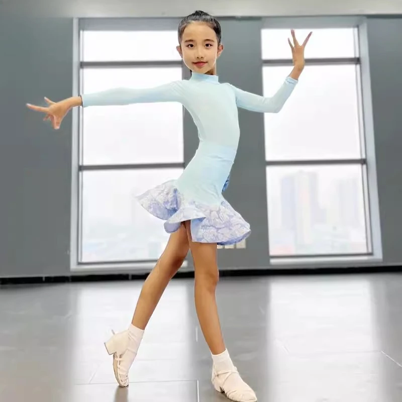 ملابس ممارسة الرقص اللاتيني للأطفال للفتيات ملابس أداء الرقص الاحترافي ملابس الرقص اللاتيني للفتيات